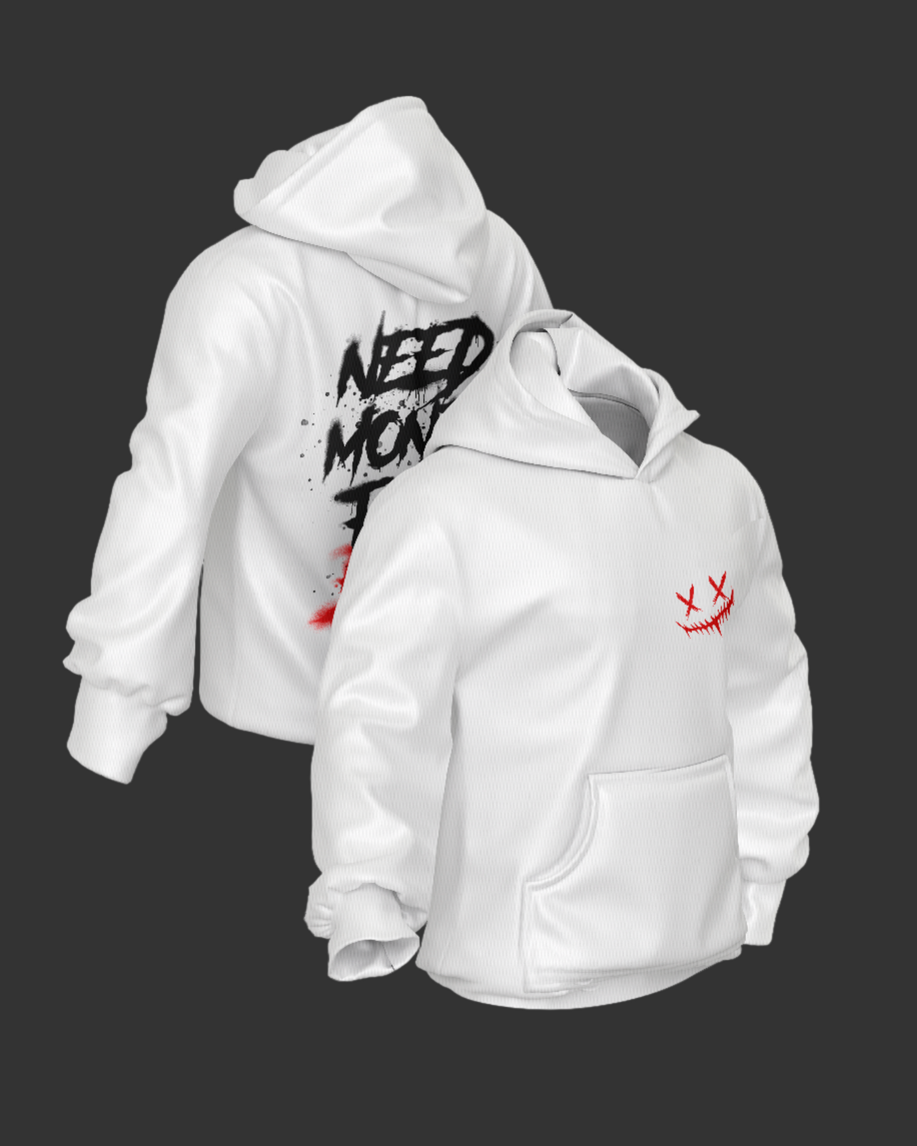 1 OF 1 - NEED MONEY FOR BMW UNISEX OVERSIZED WHITE HOODIE